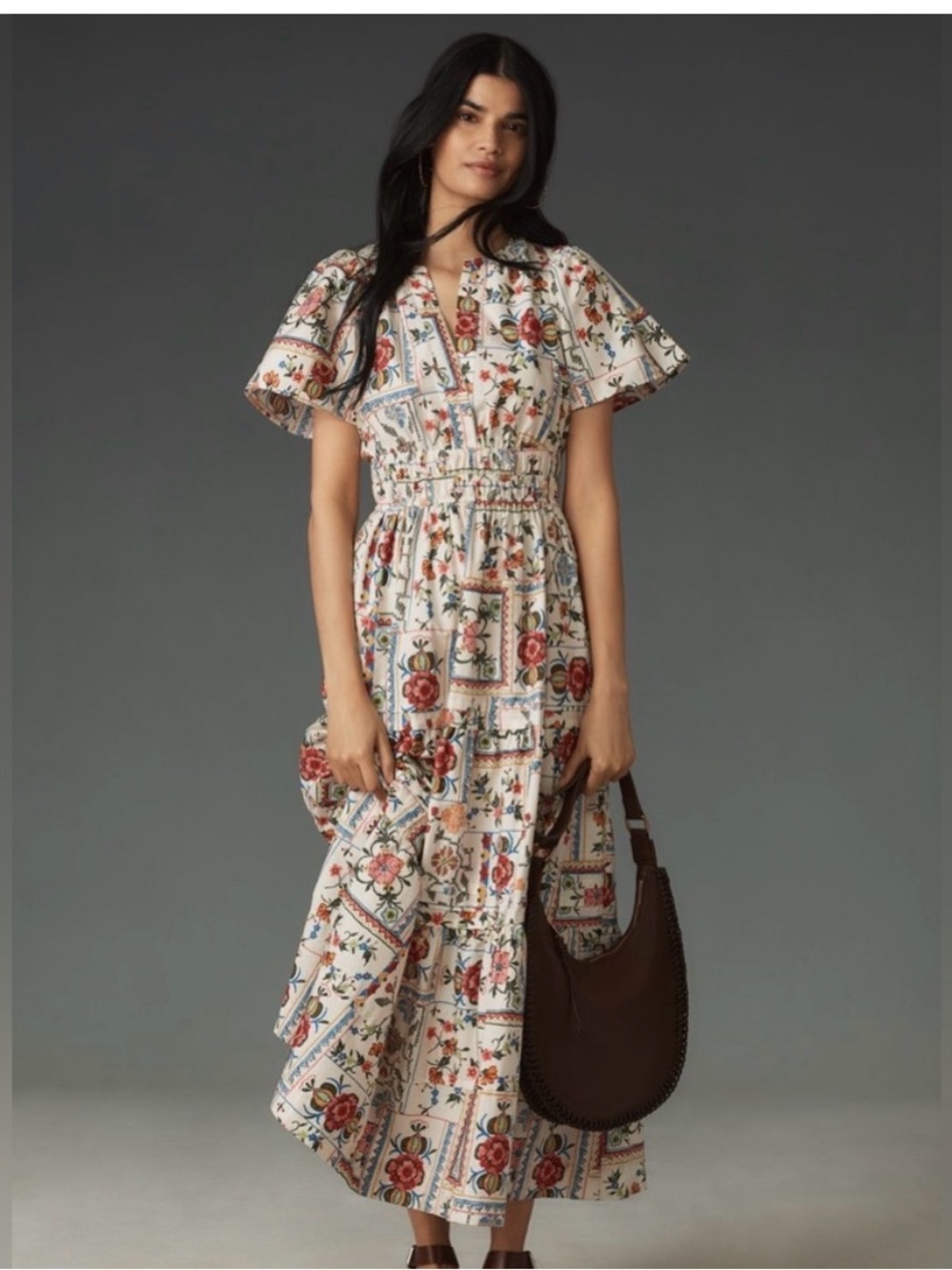 NWT Anthropologie Cream Floral Patchwork Maxi Dress